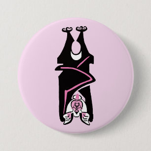 Chapa Redonda De 7 Cm MTD Guay en negro y rosa - Gráfico animal en pelig