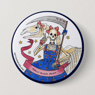 Chapa Redonda De 7 Cm Muerte negra con volantes