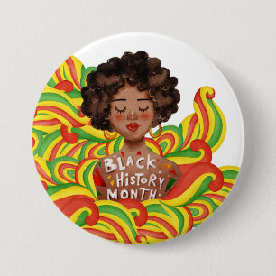 Chapa Redonda De 7 Cm Mujer Afro Mes de la Historia Negra