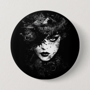 Chapa Redonda De 7 Cm Mujer gótico