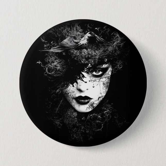 Chapa Redonda De 7 Cm Mujer gótico (Anverso)