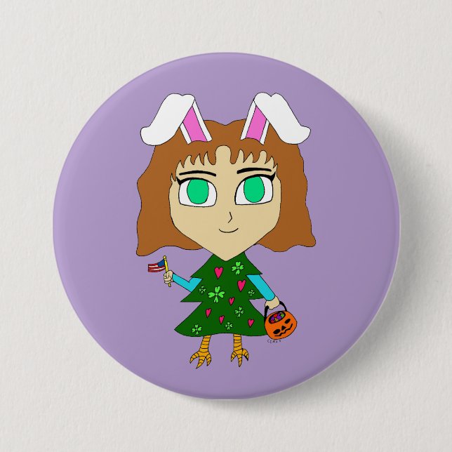 Chapa Redonda De 7 Cm Multi Fiesta Chibi (Anverso)