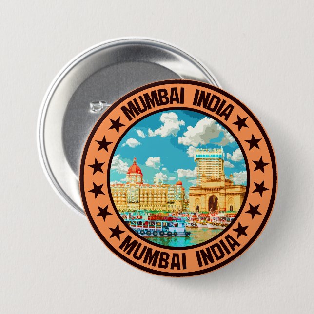 Chapa Redonda De 7 Cm Mumbai (Anverso y reverso)