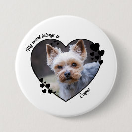 Chapa Redonda De 7 Cm My heart belongs to customized dog T-Shirt
