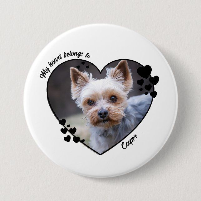 Chapa Redonda De 7 Cm My heart belongs to customized dog T-Shirt (Anverso)