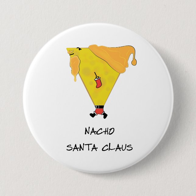 Chapa Redonda De 7 Cm Nacho Santa Claus (Anverso)