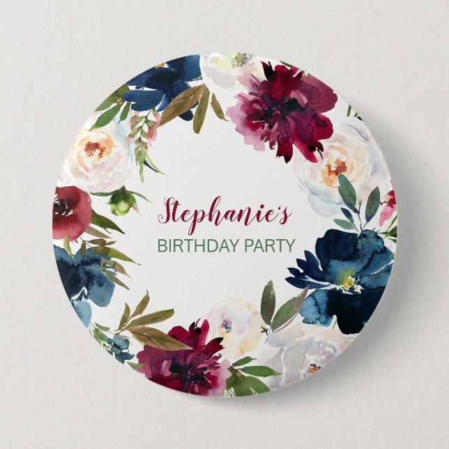 Chapa Redonda De 7 Cm Nacimiento de las flores de la Marina de Borgoña (Anverso)