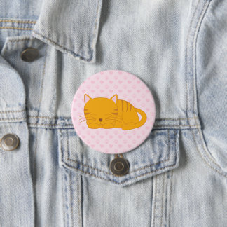 Chapa Redonda De 7 Cm Naranja durmiente Tabby Cat