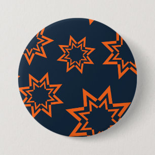 Chapa Redonda De 7 Cm Naranja, fresco, moderno, juguetón estelar