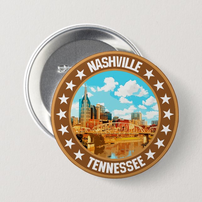 Chapa Redonda De 7 Cm Nashville (Anverso y reverso)