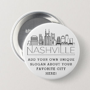 Chapa Redonda De 7 Cm Nashville, Tennessee City Skyline   Lema Personali