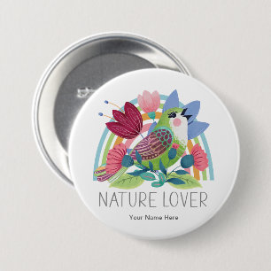 Chapa Redonda De 7 Cm Naturaleza Amante acuarela Flores de pájaro Arcoir