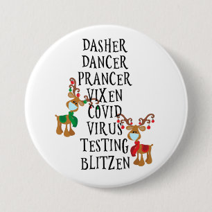 Chapa Redonda De 7 Cm Navidades 2020 Covid Reindeer nombra Divertidos