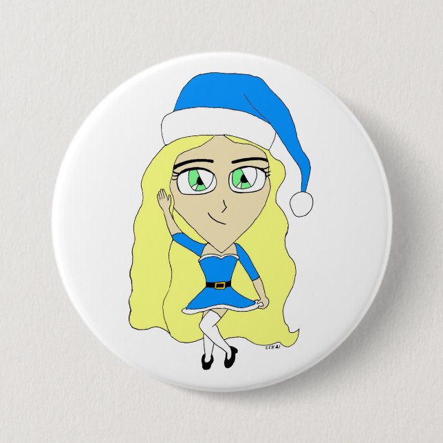 Chapa Redonda De 7 Cm Navidades chibi (Anverso)