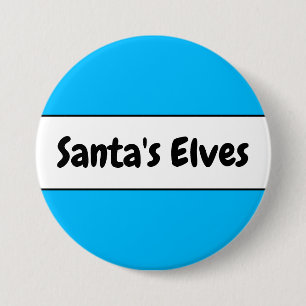 Chapa Redonda De 7 Cm Navidades de elves de Cute Divertido Sky Blue Sant