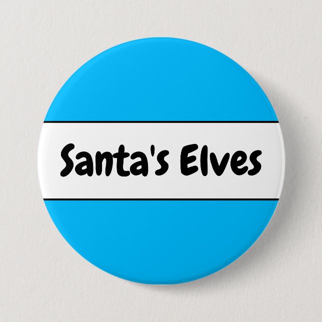 Chapa Redonda De 7 Cm Navidades de elves de Cute Divertido Sky Blue Sant (Anverso)