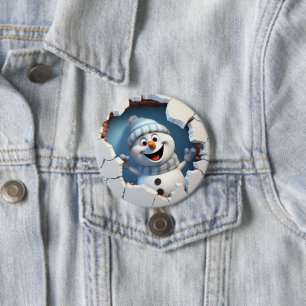 Chapa Redonda De 7 Cm Navidades de nieve a través de la pared ilustrados