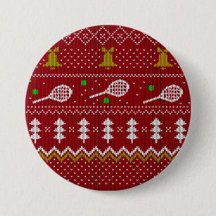 Chapa Redonda De 7 Cm Navidades de tenis Patrón de punto dulce Navidad r