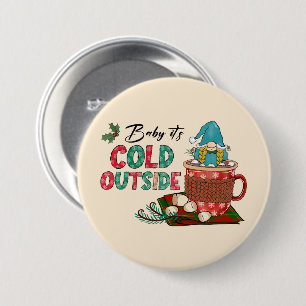 Chapa Redonda De 7 Cm Navidades escandinavos guapos y cacao caliente