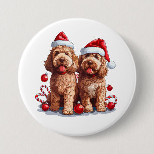 Chapa Redonda De 7 Cm Navidades Goldendoodle Dogs