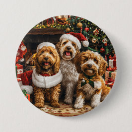 Chapa Redonda De 7 Cm Navidades Goldendoodle Puppy Dogs