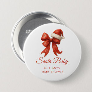 Chapa Redonda De 7 Cm Navidades modernos de la banda roja de Santa Baby