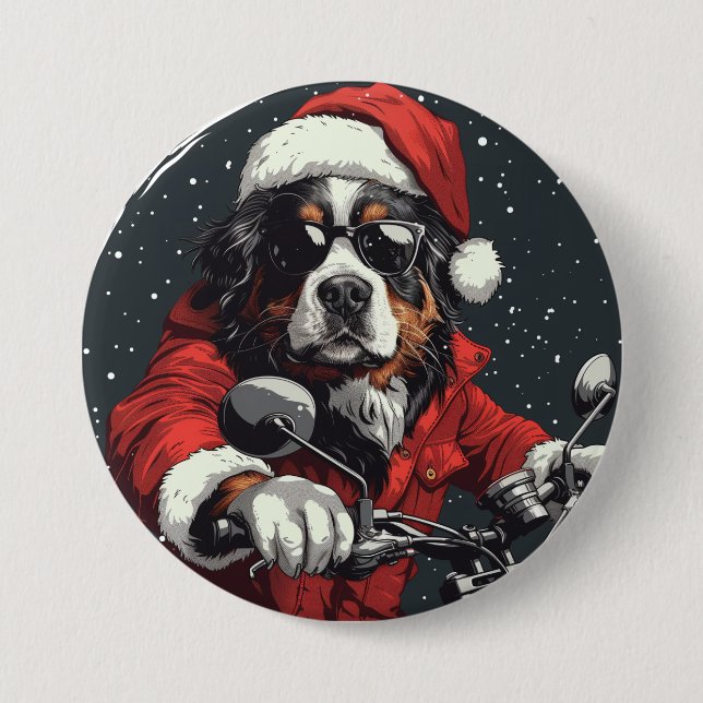 Chapa Redonda De 7 Cm Navidades Perro de montaña Bernese (Anverso)