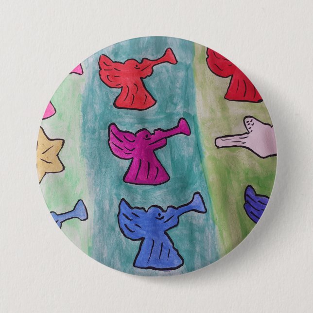 Chapa Redonda De 7 Cm Navidades se enfurecen con trompetas (Anverso)