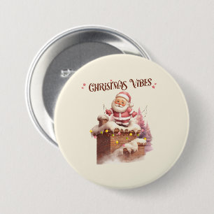 Chapa Redonda De 7 Cm Navidades Vibes Pink Santa