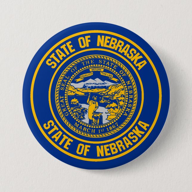 Chapa Redonda De 7 Cm Nebraska Round Emblem (Anverso)