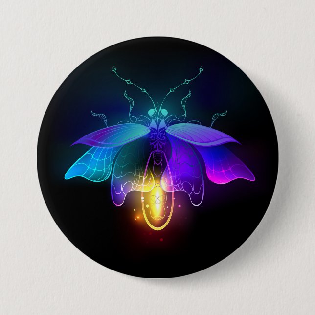 Chapa Redonda De 7 Cm Neon Firefly en negro (Anverso)