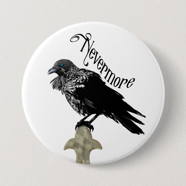 Chapa Redonda De 7 Cm Nevermore Raven (Anverso)