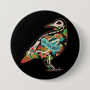 Chapa Redonda De 7 Cm Nevermore Sugar Skull Raven
