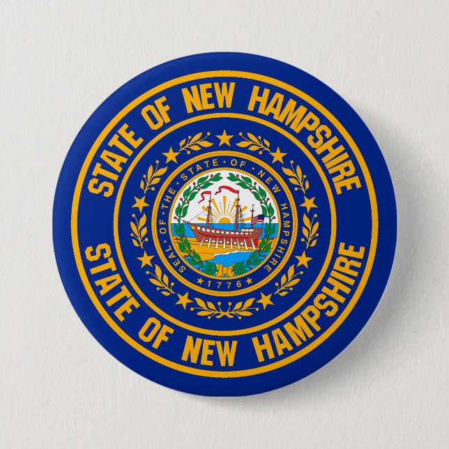 Chapa Redonda De 7 Cm New Hampshire Round Emblem (Anverso)