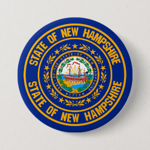 Chapa Redonda De 7 Cm New Hampshire Round Emblem