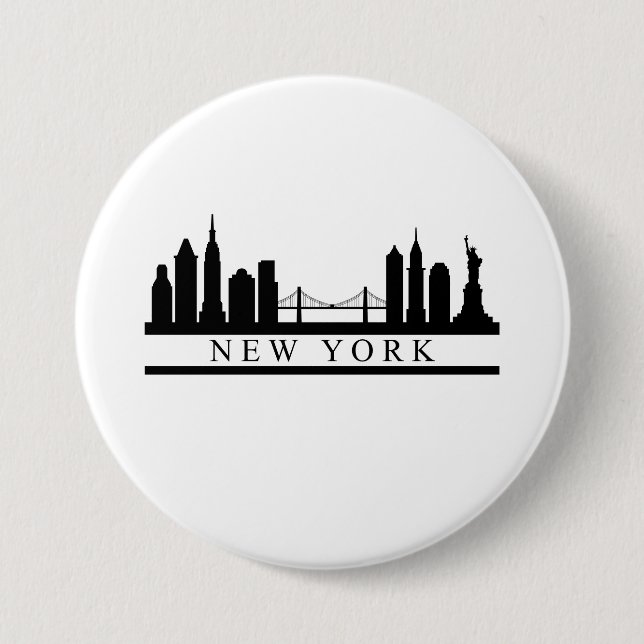 Chapa Redonda De 7 Cm New York Skyline (Anverso)