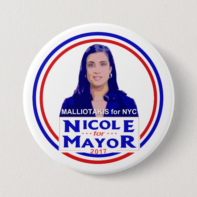 Chapa Redonda De 7 Cm Nicole Malliotakis para el alcalde de NYC (Anverso)