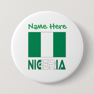 Chapa Redonda De 7 Cm Nigeria y la personalización verde de la bandera n