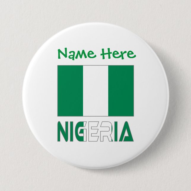 Chapa Redonda De 7 Cm Nigeria y la personalización verde de la bandera n (Anverso)