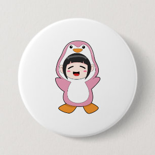 Chapa Redonda De 7 Cm Niño con traje de pingüino