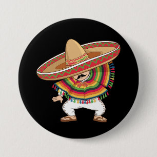 Chapa Redonda De 7 Cm Niño mexicano Dabbing Poncho Cinco de Mayo