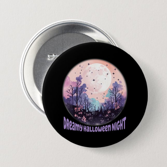 Chapa Redonda De 7 Cm Noche Dreamy Halloween (Anverso y reverso)