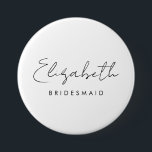 Chapa Redonda De 7 Cm Nombre Bachelore Bridesmaid Mujeres grandes redond<br><div class="desc">Calligrafía Nombre Texto Elegante Plantilla Moderna Mujeres Mujer Boda de Novias Bachelorette Grande,  3 Pulgadas Botón Redondo.</div>