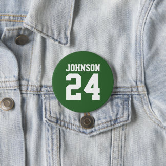 Chapa Redonda De 7 Cm Nombre del atleta verde y blanco Número de Jersey
