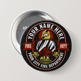 Chapa Redonda De 7 Cm NOMBRE DEL personalizar Bombero Máscara Casco Resc
