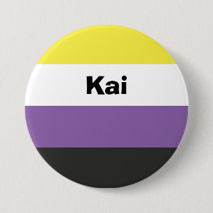 Chapa Redonda De 7 Cm Nombre o monograma de marca de orgullo no binario