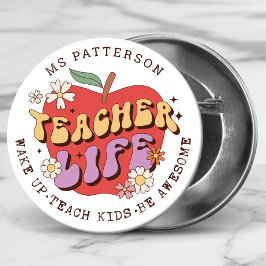 Chapa Redonda De 7 Cm Nombre personalizado de la escuela de aprendizaje 