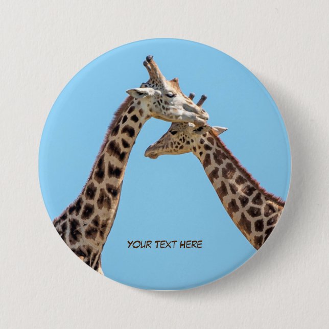 Chapa Redonda De 7 Cm Nombre personalizado de pareja de jirafas romántic (Anverso)