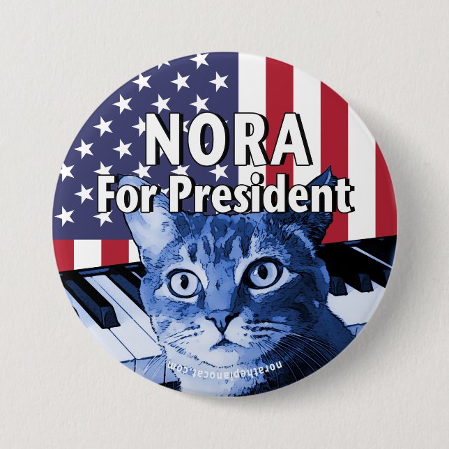 Chapa Redonda De 7 Cm Nora para presidente Button In Blue #4 (Anverso)