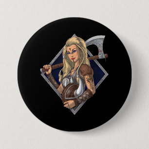 Chapa Redonda De 7 Cm Norse Viking Warrier
